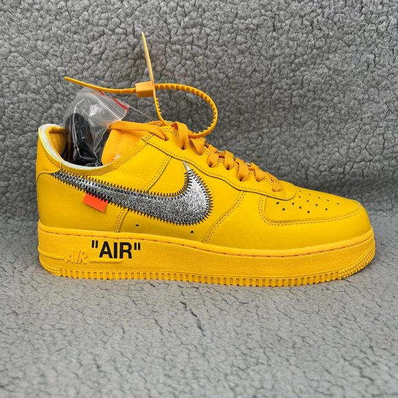 Nike Off White Air Force 1 Low Men 9 Shoes University Gold Lemonade ICA Yellow 1 - Picture 3 of 14